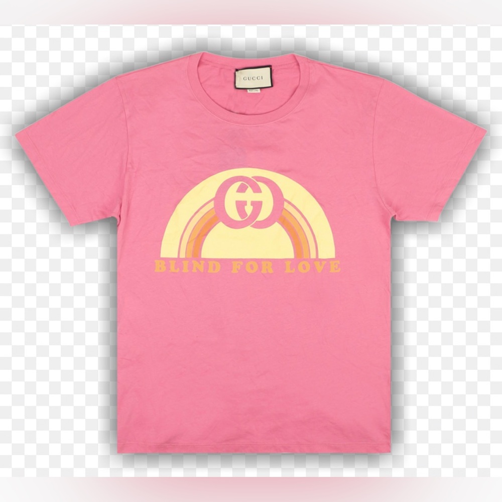 Gucci Women’s Pink Tee with Rainbow Design